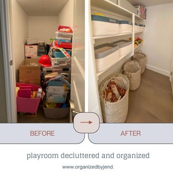 Home with Jen D - Decluttered and organized playroom closet. - Home Organization Near Me Home with Jen D - Decluttered and organized playroom closet. - Home Organization Near Me