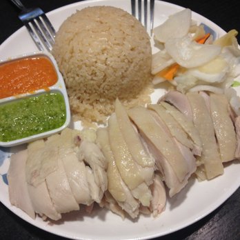 Cluck2Go - Hainan Chicken Rice dish with dark meat and two delish dipping sauces. - Hainan Near Me - Rowland Heights, California