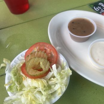 Middendorf's - Manchac - "Side salad" literally Hamburger dressings - Seafood Near Me - Akers, Louisiana Middendorf's - Manchac - "Side salad" literally Hamburger dressings - Seafood Near Me - Akers, Louisiana