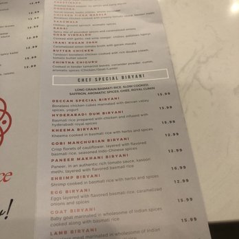 Deccan Spice - One page of the menu - Indian Near Me - Pompano Beach, Florida Deccan Spice - One page of the menu - Indian Near Me - Pompano Beach, Florida