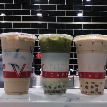 Vanitea Café - Three shades of grey with grass jelly Machata with boba Vanilla chai with boba - Coffee & Tea Near Me - Chula Vista, California Vanitea Café - Three shades of grey with grass jelly Machata with boba Vanilla chai with boba - Coffee & Tea Near Me - Chula Vista, California