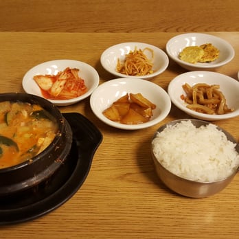 Seoul Bistro - dwenjang jjigeh (seafood flavored) served with 6 banchan and a bowl of rice. yum! - Korean Near Me - Tulsa, Oklahoma