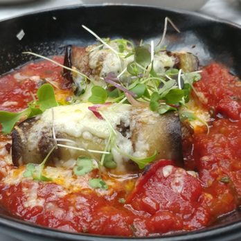 Aba - One of the best things we ordered: slow braised lamb and dates, wrapped in eggplant, smothered with cheese, & nestled in red sauce. - Mediterranean Near Me - Chicago, Illinois Aba - One of the best things we ordered: slow braised lamb and dates, wrapped in eggplant, smothered with cheese, & nestled in red sauce. - Mediterranean Near Me - Chicago, Illinois
