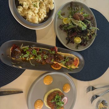 The Barrel - Texas Goat Cheese Grits, Goat Cheese Salad, Barrel Meatballs, Crab Cake - Cocktail Bars Near Me - Bartonville, Texas