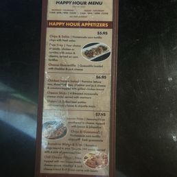 Happy hour menu