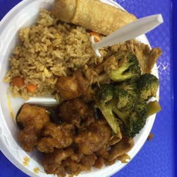 Oriental Express - Regular combo with an egg roll.