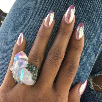 Creative Design - Chrome nails in pink! Matches with my crystal ring! - Nail Salons Near Me - Vista, California