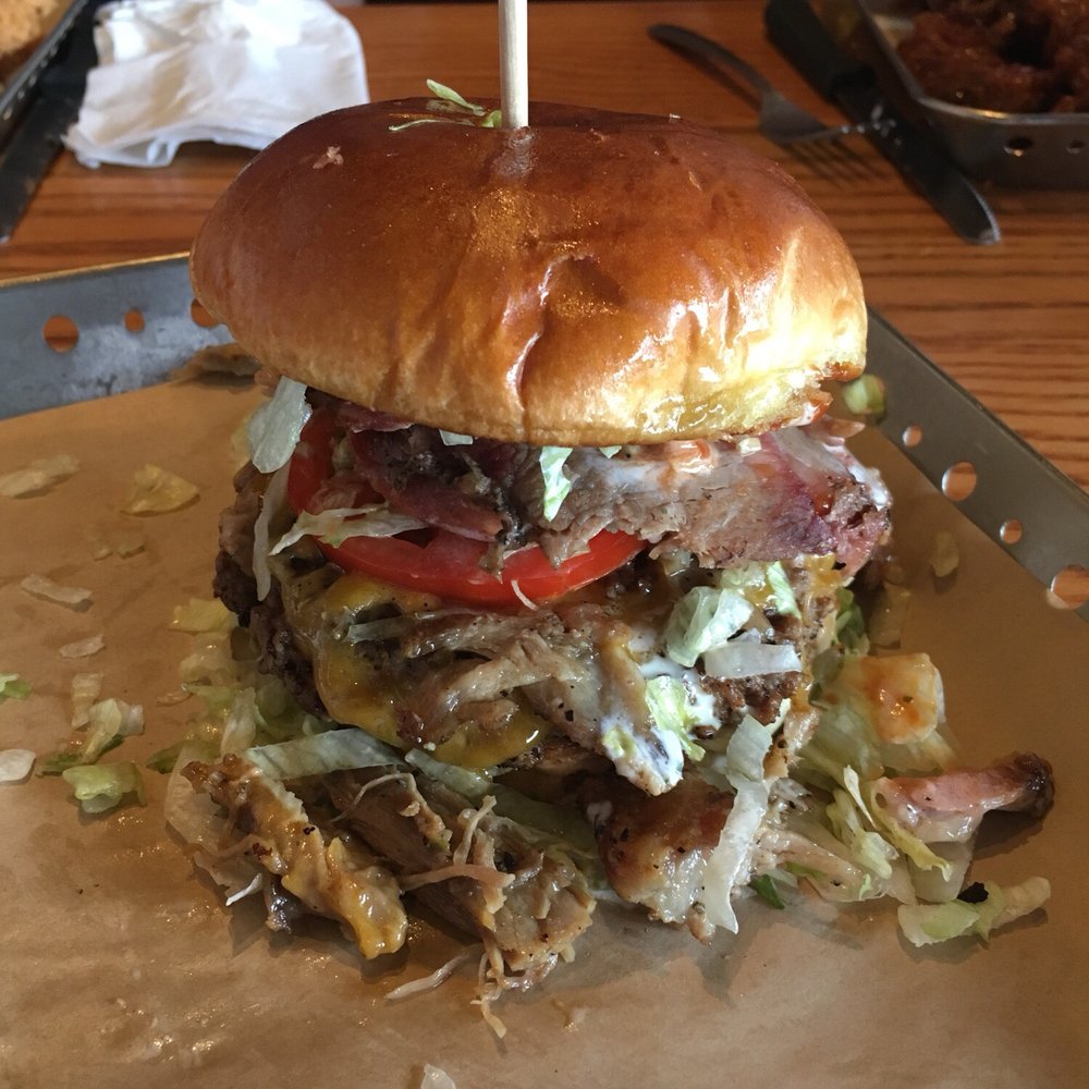 The big Boss burger!  Jalapeño sausage an excellent topping!