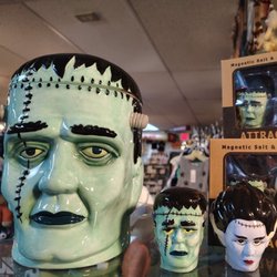 Waterbeds 'n' Stuff - Frankenstein's monster cookie jar with matching salt & paper shakers