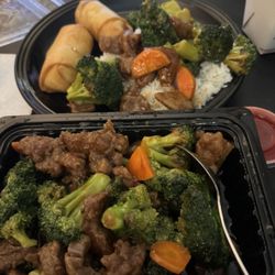 China Cottage - Beef & Broccoli with egg rolls