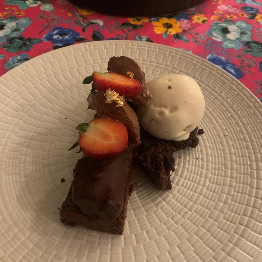 La Fina - Coffee mousse log and brownie with homemade ice cream - Mexican Near Me - Puerto Vallarta, JAL La Fina - Coffee mousse log and brownie with homemade ice cream - Mexican Near Me - Puerto Vallarta, JAL