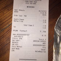 Wendy's - Receipt of my meal authenticating this unfortunate encounter