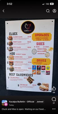 Menu photo 1 Cluck & Moo Yucaipa, CA