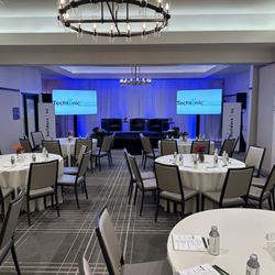 Techtonic Events - Two 85" TVs for general session at MacArthur Place.