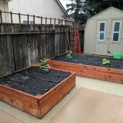 Dynamic Handyman Solutions - After! Redwood boxes, compost, and irrigation system install.