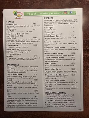 Menu photo 1 Bernie's Beach House Port Aransas, TX