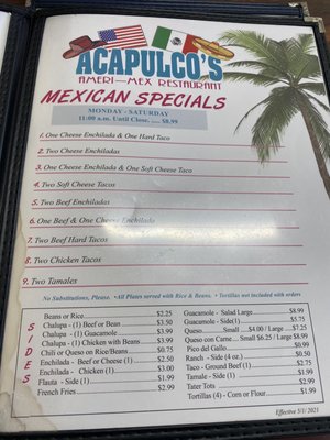 Menu photo 4 Acapulco Restaurant Desoto, TX