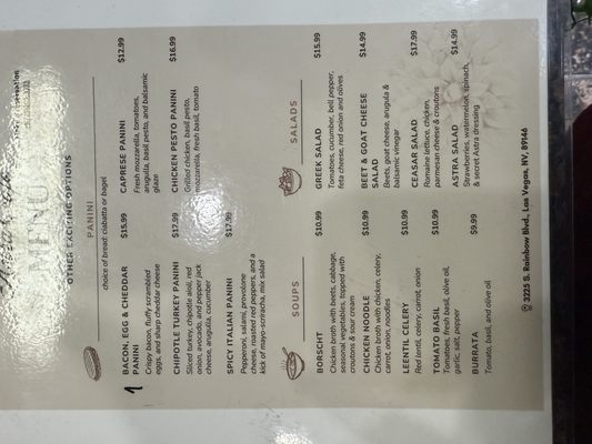 Menu photo 1 Astra Cafe Las Vegas, NV Menu photo 1 Astra Cafe Las Vegas, NV