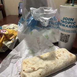Tropical Smoothie Cafe - Pairing meal - jerk chicken wrap and island green smoothie