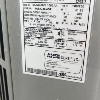 Easy Air - Label reads 7lbs 10oz R410a. 1st company said I need 17lbs on report and want to charge $$$/lb. Easy Air filled about 9 lbs+. - Heating & Air Conditioning/HVAC Near Me - Irvine, California