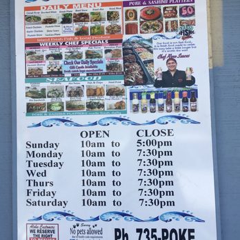 Fresh Catch - Menu outside with hours - Hawaiian Near Me - Honolulu, Hawaii