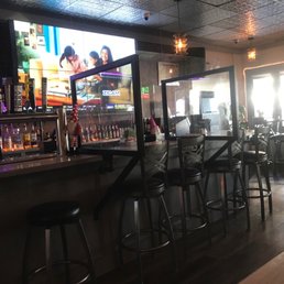 a bar with bar stools