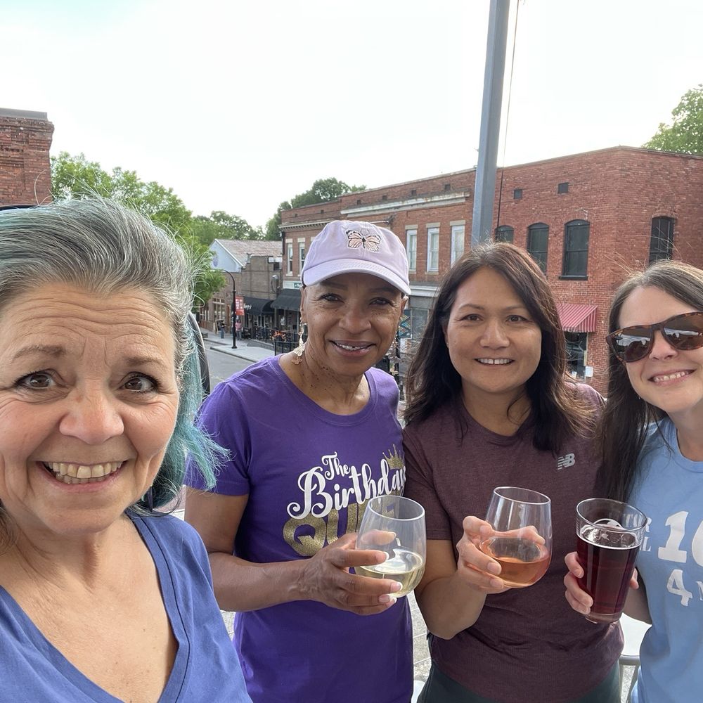 Unwined on White - Celebrating with friends on the rooftop overlooking White Street - Wine Bars Near Me - Wake Forest, North Carolina Unwined on White - Celebrating with friends on the rooftop overlooking White Street - Wine Bars Near Me - Wake Forest, North Carolina