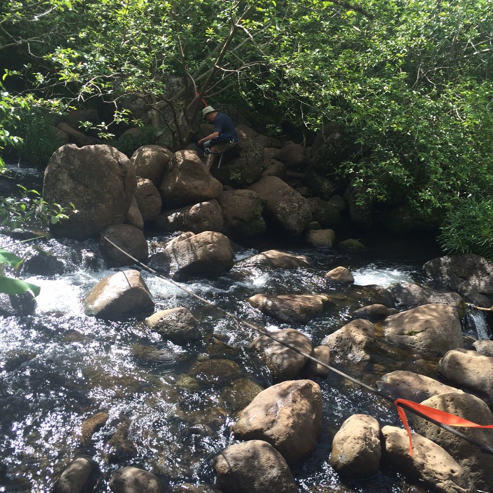 The hardest river to cross after the beach(2 mile mark) and before the waterfall (4 mile mark)
