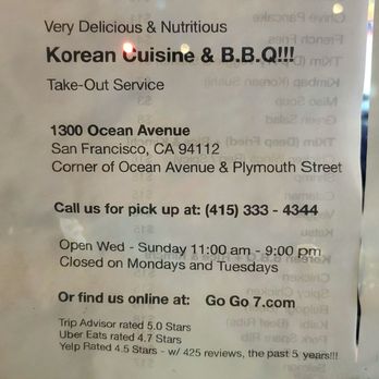 Go Go 7 - Menu - Korean Near Me - San Francisco, California