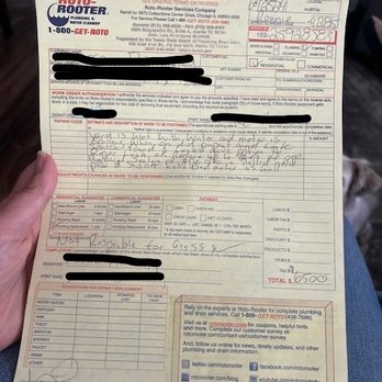 Roto Rooter - Arbitrary receipt - Plumbing Near Me - Austin, Texas