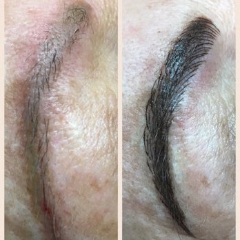 Lash & Brows By Vicky - Before with old tattoo and very little hair.  After microbladed!  Amazing! - Eyelash Service Near Me - Phoenix, AZ, Arizona