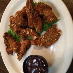 Lost Duck Brewing Company - Almond crusted fried duck with raspberry chipotle sauce