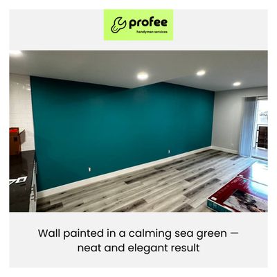 Wall Painting & Color Upgrade - This is a collection of different wall painting projects I’ve completed — from rich greens and deep browns to clean whites and soft neutrals. Every job includes surface prep, patching, and clean, precise finishing.
Whether it’s a bold accent wall or a full-room transformation, I tailor each project to the customer’s style and deliver a smooth, professional result.
Looking for a fresh coat? I’ll match your vision — and you’ll get 20% off your first job on Yelp.
Want it bold, neutral, or kid-friendly? I’ll make it happen — with precision and care. Wall Painting & Color Upgrade - This is a collection of different wall painting projects I’ve completed — from rich greens and deep browns to clean whites and soft neutrals. Every job includes surface prep, patching, and clean, precise finishing.
Whether it’s a bold accent wall or a full-room transformation, I tailor each project to the customer’s style and deliver a smooth, professional result.
Looking for a fresh coat? I’ll match your vision — and you’ll get 20% off your first job on Yelp.
Want it bold, neutral, or kid-friendly? I’ll make it happen — with precision and care.
