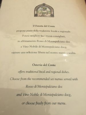 Menu photo 3 Osteria del Conte Montepulciano, SI Menu photo 3 Osteria del Conte Montepulciano, SI