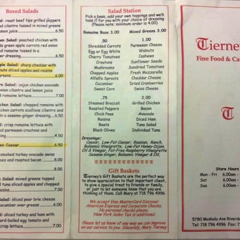 Tierney Fine Foods - Front of Menu - Delis Near Me - Bronx, New York Tierney Fine Foods - Front of Menu - Delis Near Me - Bronx, New York