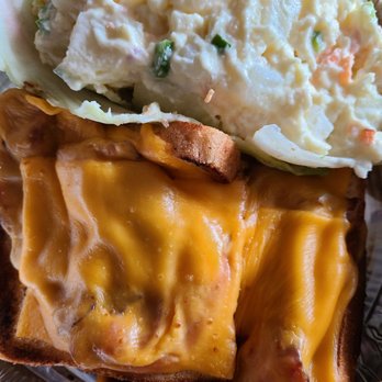 Foodies - Open grilled American cheese with bacon & tomatoe. .. side home made potatie salad. - Waffles Near Me - South Hackensack, New Jersey Foodies - Open grilled American cheese with bacon & tomatoe. .. side home made potatie salad. - Waffles Near Me - South Hackensack, New Jersey