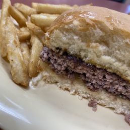 Burger and fries.  Bun was really awesome too - as advertised.