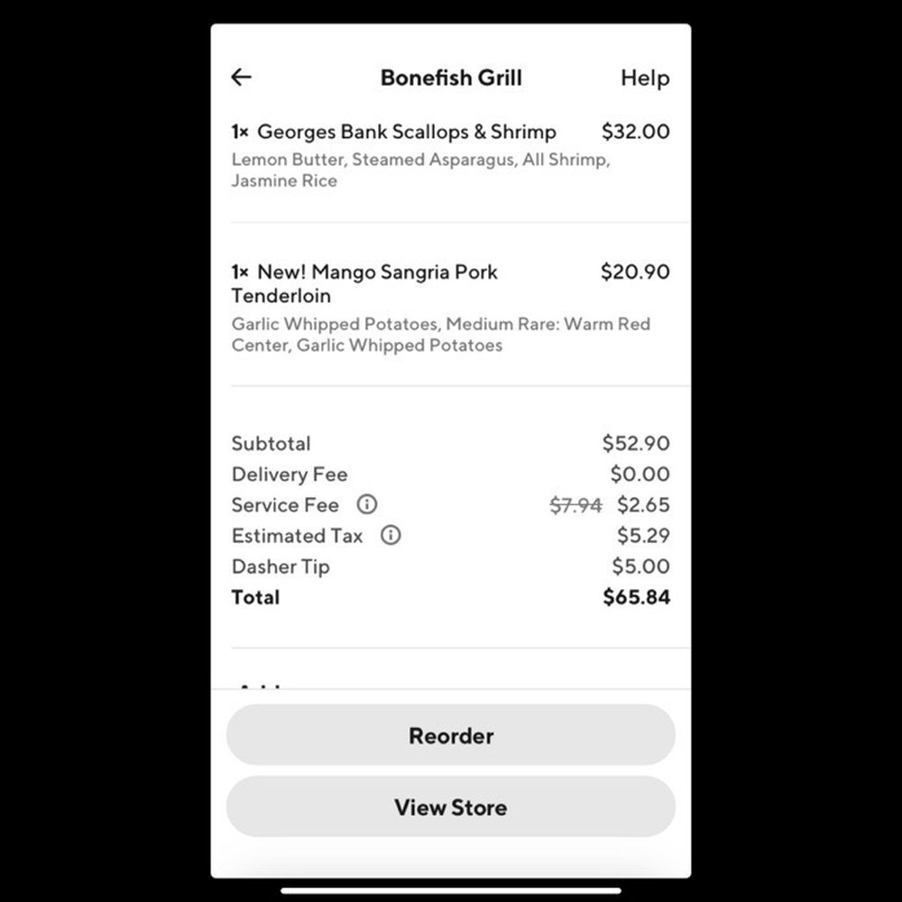 Bonefish Grill - Amount paid for inedible meal - Seafood Near Me - Gainesville, Virginia