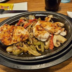 Denny's - Bourbon Chicken. I refer no red potatoes, more vegetables. Chef brought wonderful plate of cooked veggies.