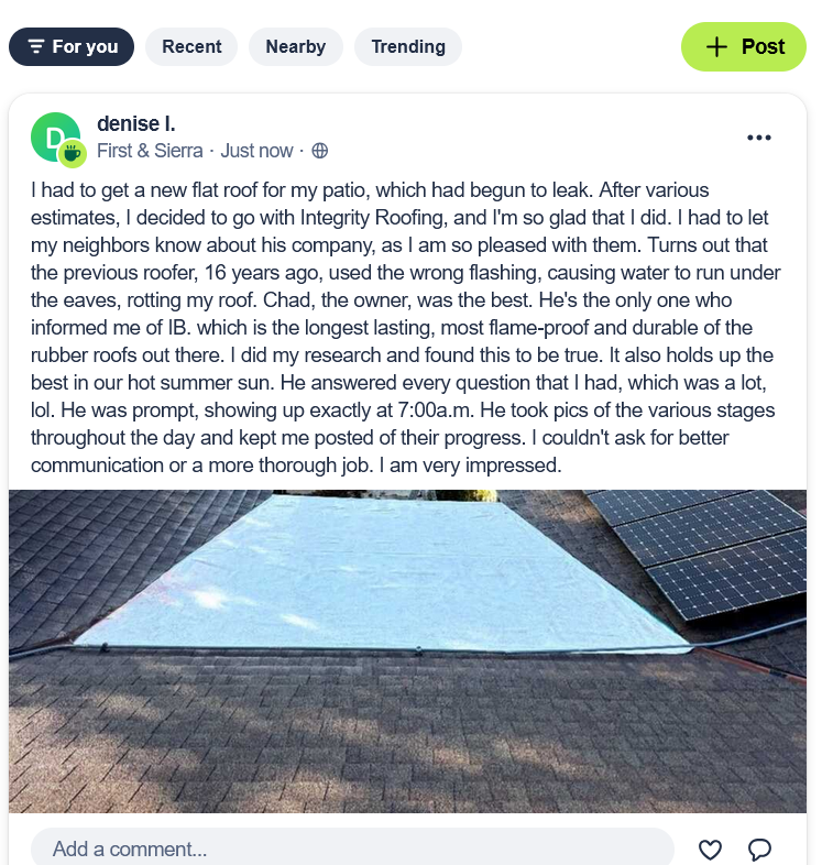 Slide of Integrity Roofing