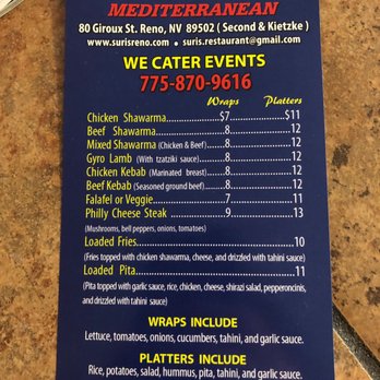 Suri's Mediterranean - Suri's Menu - Mediterranean Near Me - Reno, Nevada Suri's Mediterranean - Suri's Menu - Mediterranean Near Me - Reno, Nevada