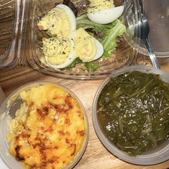 Sweet T's Southern Eatery - Baked Mac & Cheese and Deviled Eggs and Smoked Turkey Collards - Soul Food Near Me - Montclair, New Jersey