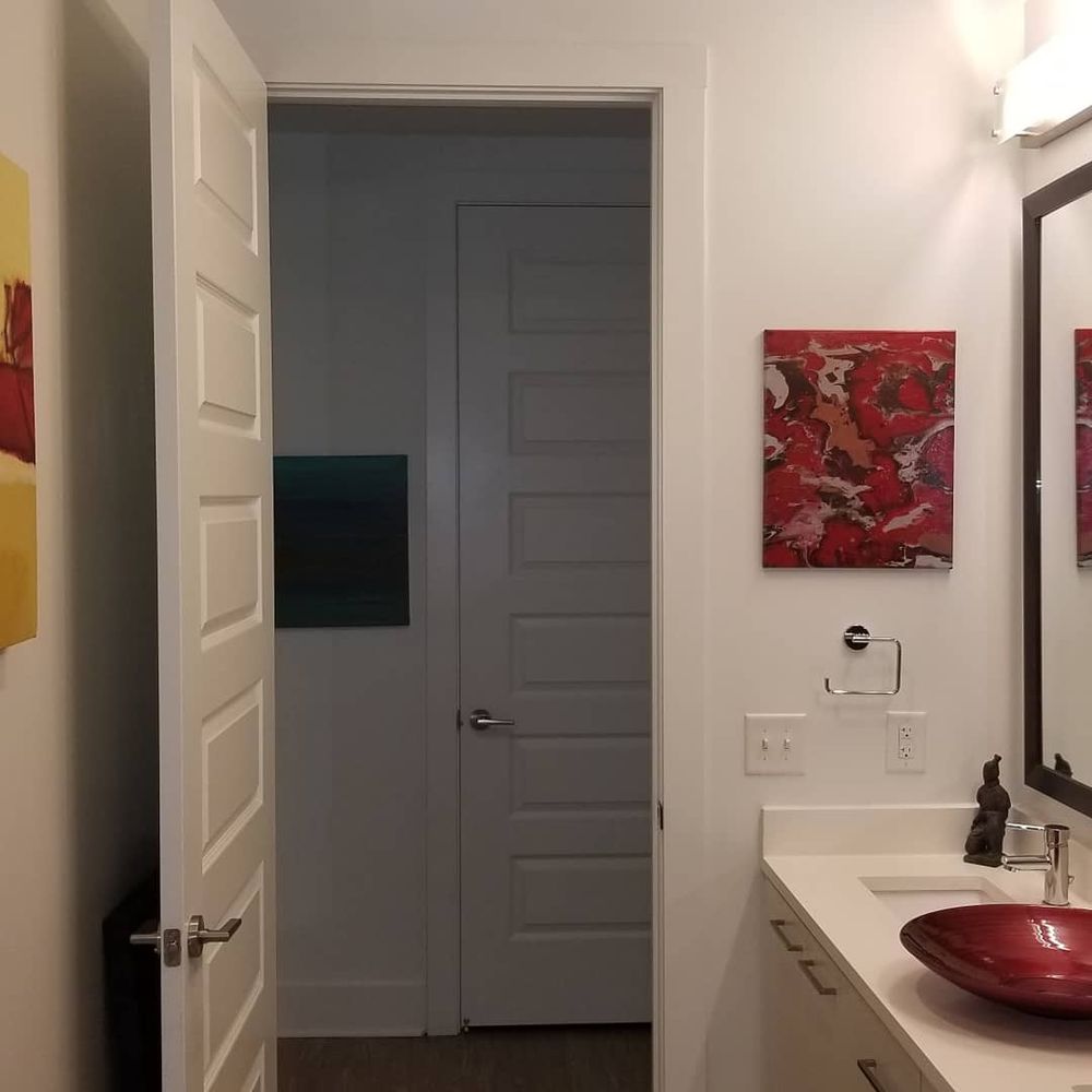 Double sinks with beautiful countertops Double sinks with beautiful countertops