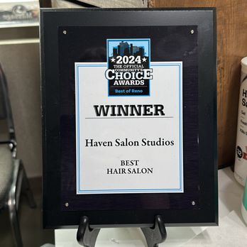 Haven Salon Studios - Last years award. And we are in the top 3 again this year! Announcement for 2025 wil be May 16th! Fingers crossed! - Hair Salons Near Me - Reno, Nevada Haven Salon Studios - Last years award. And we are in the top 3 again this year! Announcement for 2025 wil be May 16th! Fingers crossed! - Hair Salons Near Me - Reno, Nevada