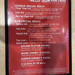 Hello Sushi Asian Cuisine - Menu