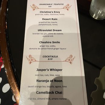 The Bees Knees - Tipsy tea menu Sept 2023 - Venues & Event Spaces Near Me - Phoenix, Arizona
