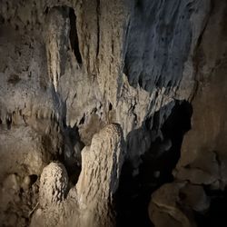 Stalagmite growing towards a stalactite to create a column...