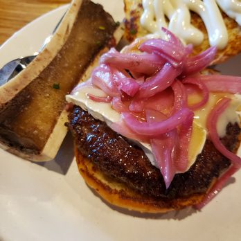 The Cut - Brie and Truffle Aioli Burger with a side of Bone Marrow. Love roasted bone marrow, yum! - Burgers Near Me - Irvine, California The Cut - Brie and Truffle Aioli Burger with a side of Bone Marrow. Love roasted bone marrow, yum! - Burgers Near Me - Irvine, California