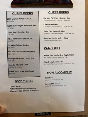 Menu photo 2 Curio Brewing Company Franklin, TN Menu photo 2 Curio Brewing Company Franklin, TN