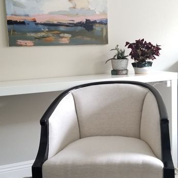 JP Seating - After - lacquered black frame with new linen upholstery - Furniture Reupholstery Near Me - Covina, California